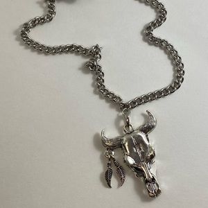 Stagecoach Cow skull necklace.